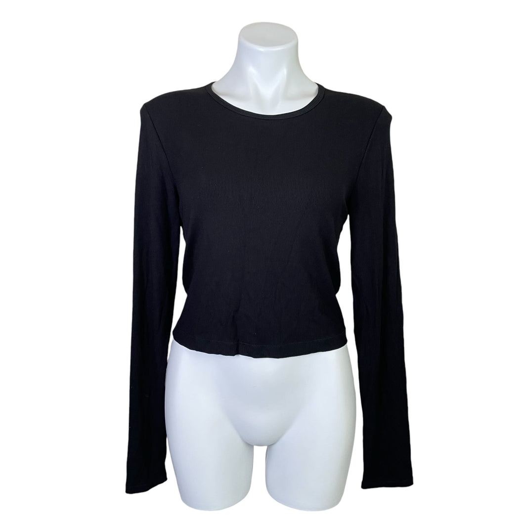 Yogalicious | Womens Black Heavenly Rib Kathleen Crop Top | Size: L