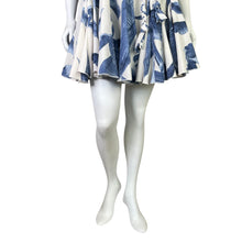 Load image into Gallery viewer, Aakaa | Women&#39;s Blue and White Leaf Design Mini Dress | Size: S
