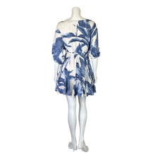 Load image into Gallery viewer, Aakaa | Women&#39;s Blue and White Leaf Design Mini Dress | Size: S
