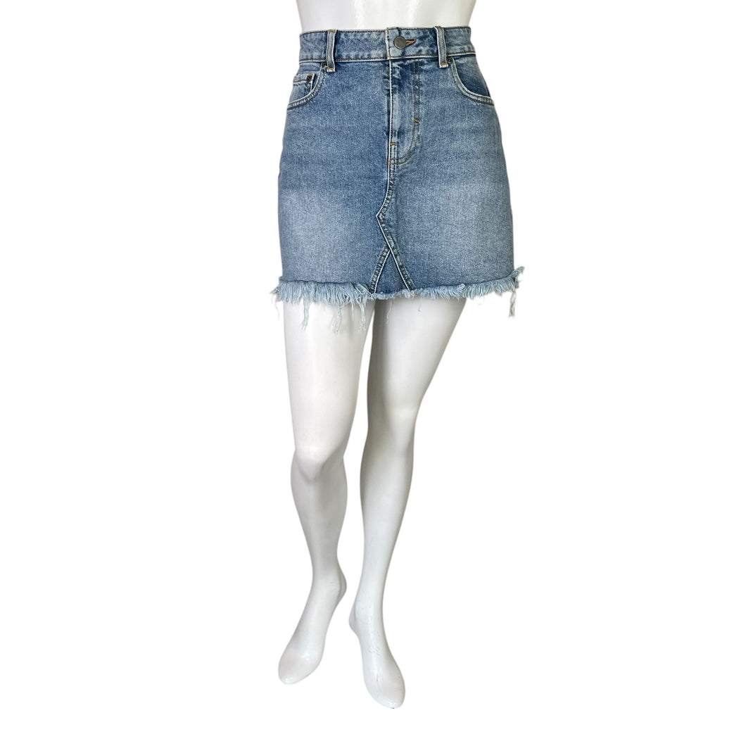 Lulu's | Women's Light Blue Fray Mini Jean Skirt | Size: 4