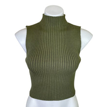 Load image into Gallery viewer, Zara | Women&#39;s Olive Green Ribbed Mockneck Crop Top with Tag | Size: S
