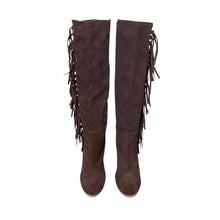 Load image into Gallery viewer, Coach | Women&#39;s Brown Leather Fringe Dollie Wedge Boot | Size: 8
