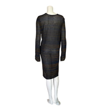 Load image into Gallery viewer, Zara | Women&#39;s Black with Copper and Blue Metallic Thread Knit Long Sleeve Dress | Size: M
