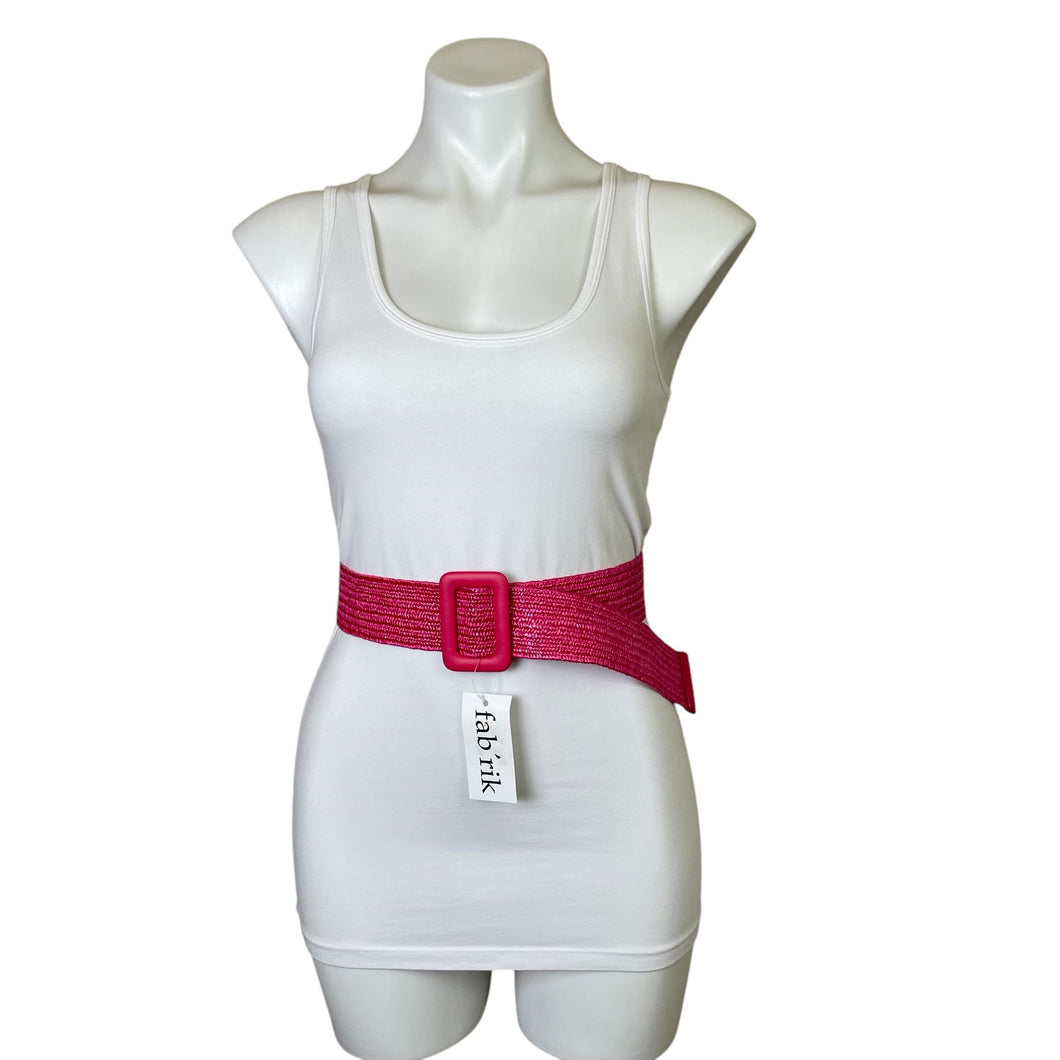 Fab'rik | Women's Pink Kacey Rafia Belt with Tags