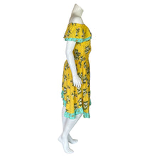 Load image into Gallery viewer, Matilda Jane | Women&#39;s Yellow and Light Green Floral Print Off Shoulder Handkerchief Cut Midi Dress | Size:S
