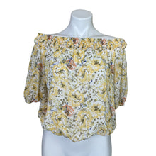 Load image into Gallery viewer, Joie | Women&#39;s Light Yellow/Green/Coral Floral Print Off Shoulder Top | Size: M
