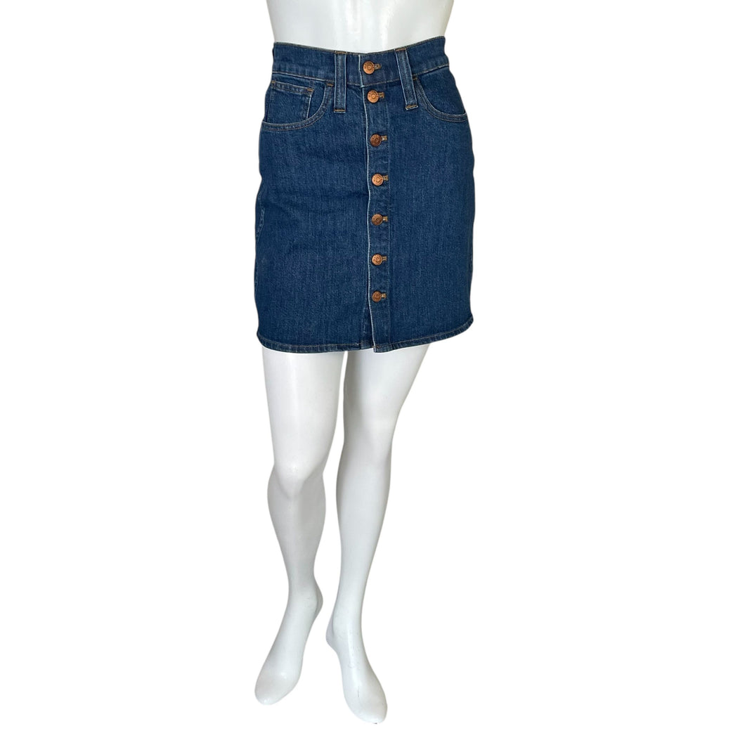 Madewell | Women's Dark Blue Wash Button Up Denim Skirt | Size: 26