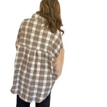 Load image into Gallery viewer, Peach Love | Women&#39;s Tan, Blue and Cream Plaid Button Front Shacket | Size: M
