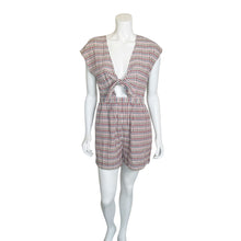 Load image into Gallery viewer, Madewell | Women&#39;s Gingham Check Plaid Tie Front Cutout Romper Retro White Red Festival | Size: 4
