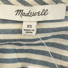 Load image into Gallery viewer, Madewell | Women&#39;s Blue and White Stripe Flutter Sleeve Top | Size: XS
