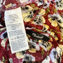 Load image into Gallery viewer, Madewell | Women&#39;s Burgundy and Yellow Floral Print Tie Side Blouse | Size: S
