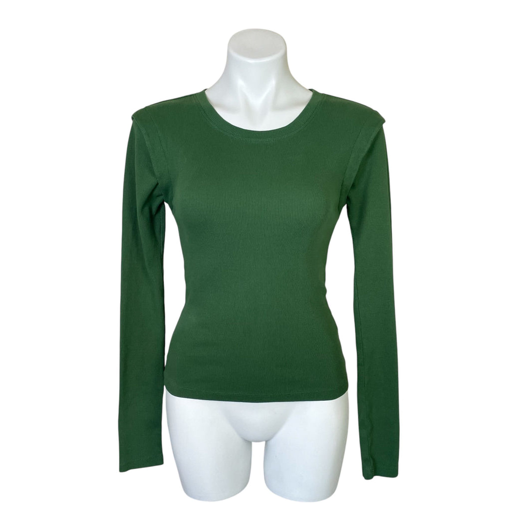 Anthropologie | Women's Maeve Green Ribbed Long Sleeve Top | Size: M