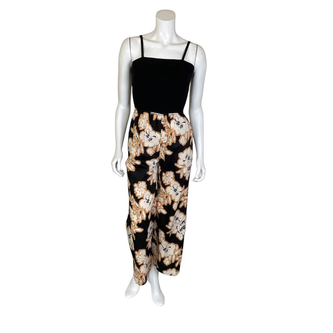 Evereve | Women's Black Knit Top and Floral Print Leg Jumpsuit | Size: XS