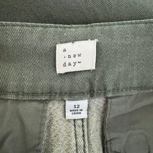 Load image into Gallery viewer, A New Day | Women&#39;s Olive Green Belted Pleat Denim Pants | Size: 12
