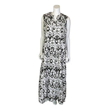 Load image into Gallery viewer, Chico&#39;s | Women&#39;s Green and White Tribal Pattern Sleeveless Tiered Maxi Dress | Size: 12
