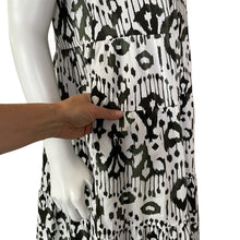 Load image into Gallery viewer, Chico&#39;s | Women&#39;s Green and White Tribal Pattern Sleeveless Tiered Maxi Dress | Size: 12
