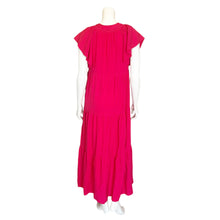 Load image into Gallery viewer, Calvin Klein | Women&#39;s Fuchsia Pink Flutter Sleeve Tiered Maxi Dress | Size: 6
