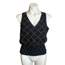 Load image into Gallery viewer, White House Black Market | Women&#39;s Black and White Plaid Print Sleeveless Top | Size: 4
