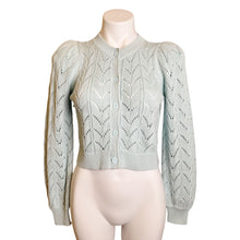 Load image into Gallery viewer, Alice + Olivia | Women&#39;s Light Blue Knit Puff Sleeve Cardigan Sweater | Size: S
