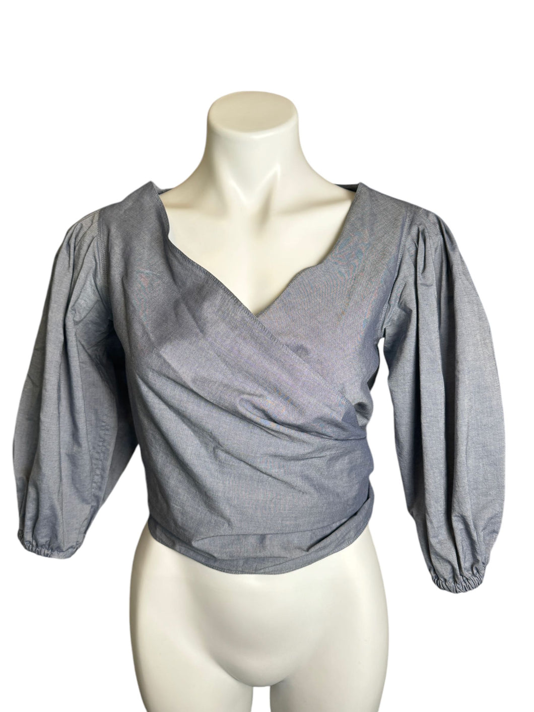 Elizabeth and James | Women's Blue Long Sleeve Wrap Top | Size: XS