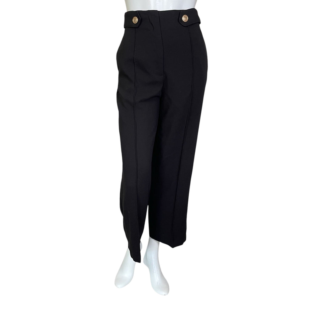 Zara | Women's Black Center Seam Military Button Trouser Pants | Size: S