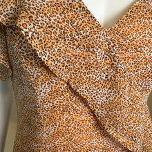 Load image into Gallery viewer, Storia | Women&#39;s Orange and Tan Leopard Print Ruffle Dress | Size: M
