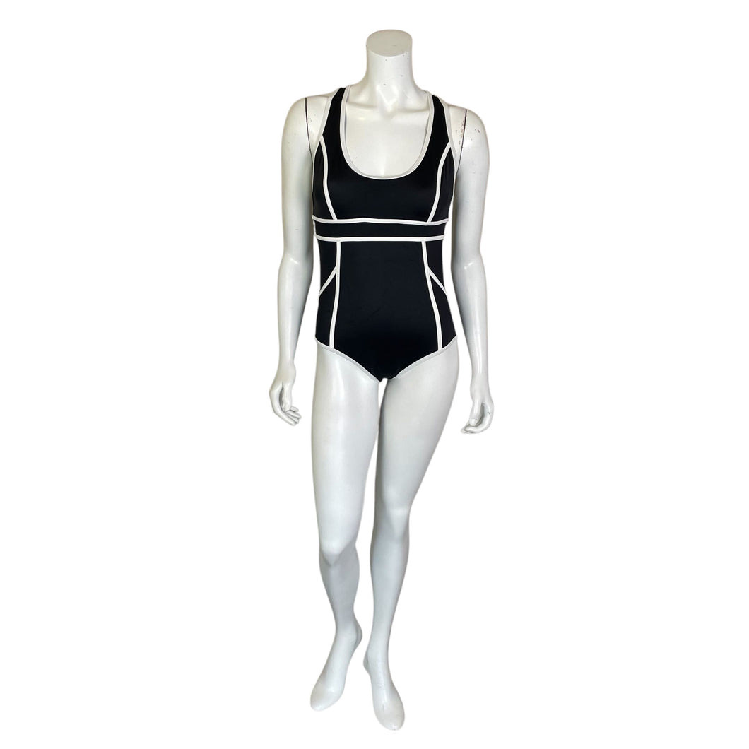 Spanx | Women's Black and White Seam One Piece Swimsuit | Size: 10