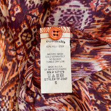 Load image into Gallery viewer, Veronica M | Women&#39;s Pink and Orange Tribal Print Sheer Chiffon Blouse | Size: S
