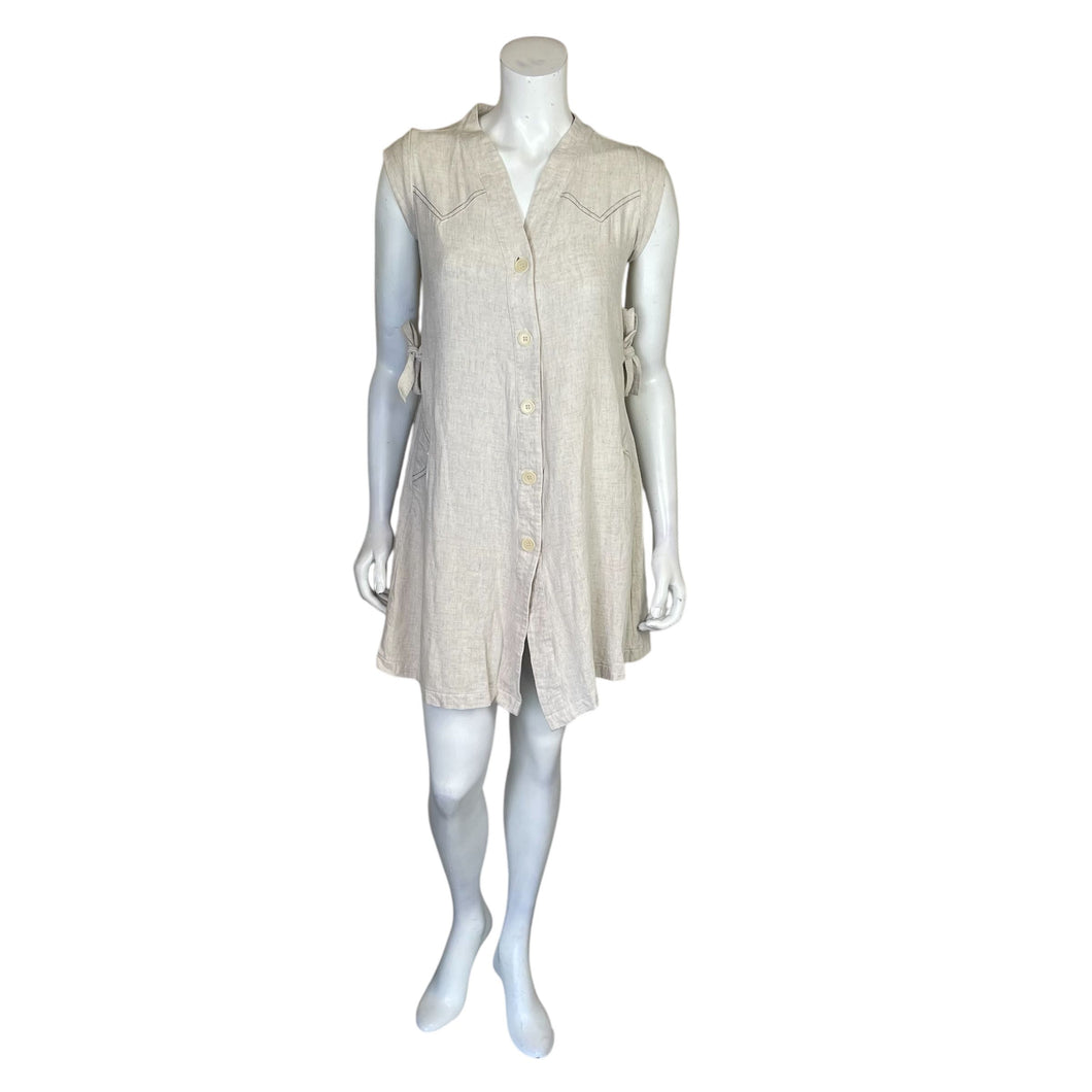 Cameo | Women's Beige Button Down Sleeveless Dress | Size: XS