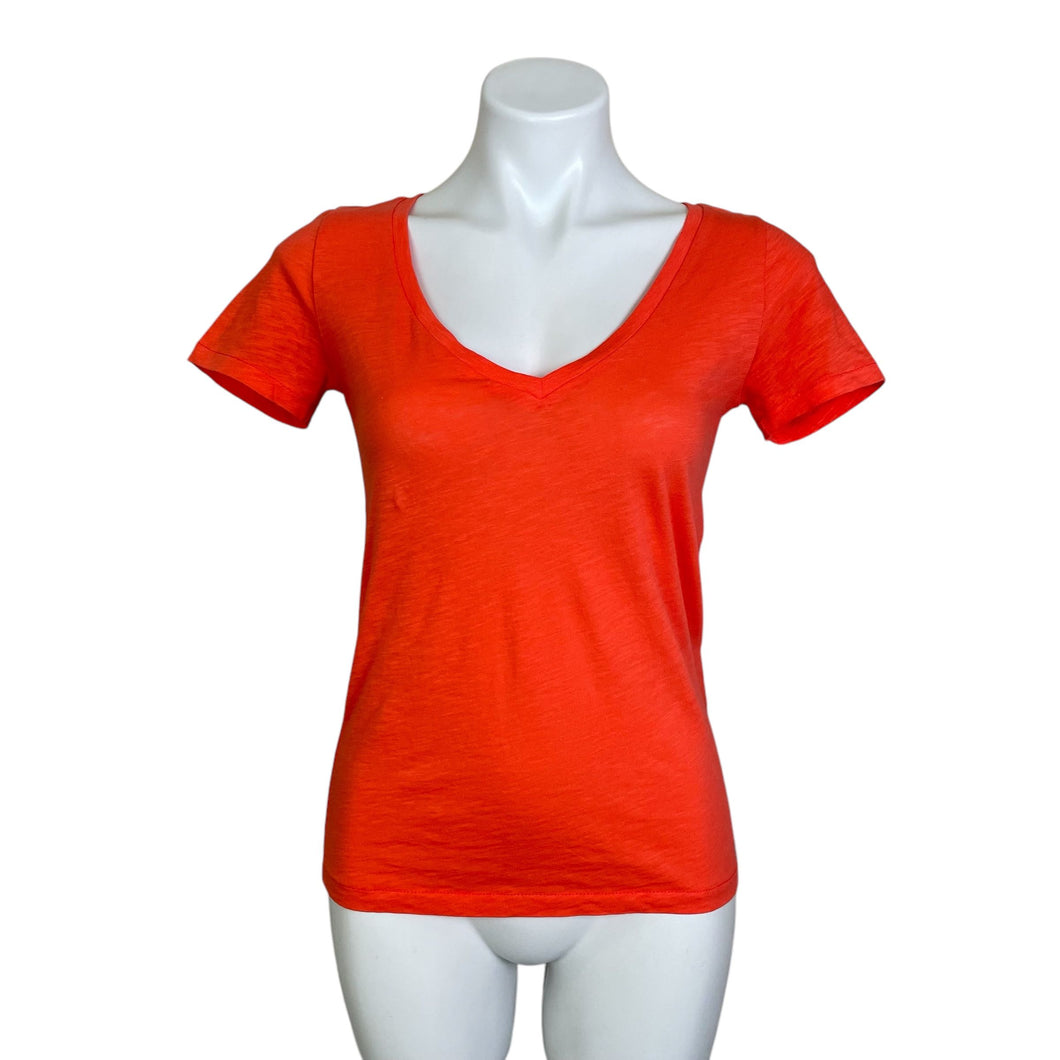 J. Crew | Women's Coral Vintage Cotton V Neck Short Sleeve Top | Size: XXS