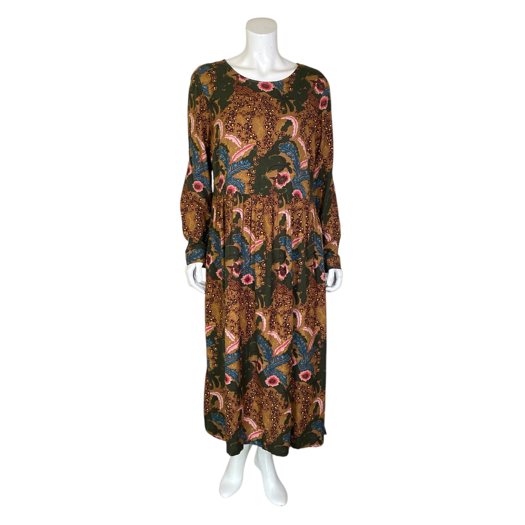 White Stuff | Women's Multi Floral Print Long Sleeved Midi Dress | Size: 12