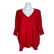 Load image into Gallery viewer, Pure Collection | Women&#39;s Bright Red Stripe Patterned Cashmere V Neck Sweater | Size: S
