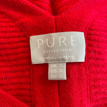 Load image into Gallery viewer, Pure Collection | Women&#39;s Bright Red Stripe Patterned Cashmere V Neck Sweater | Size: S
