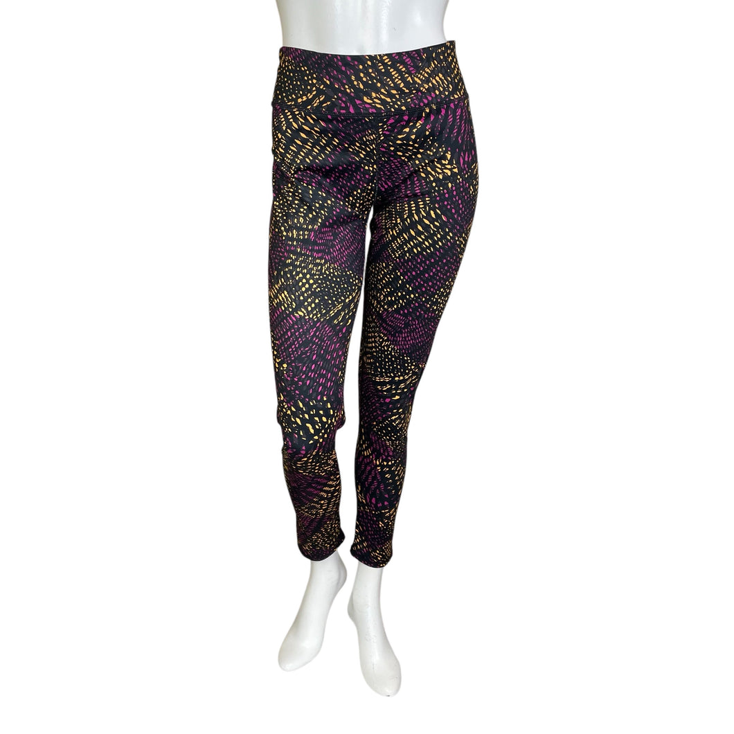 Fabletics | Women's Black and Neon Pattern Leggings | Size: XL