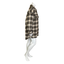 Load image into Gallery viewer, Banana Republic | Women&#39;s Cream, Black and Brown Plaid Button Down Shacket | Size: XL
