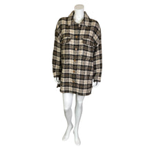 Load image into Gallery viewer, Banana Republic | Women&#39;s Cream, Black and Brown Plaid Button Down Shacket | Size: XL
