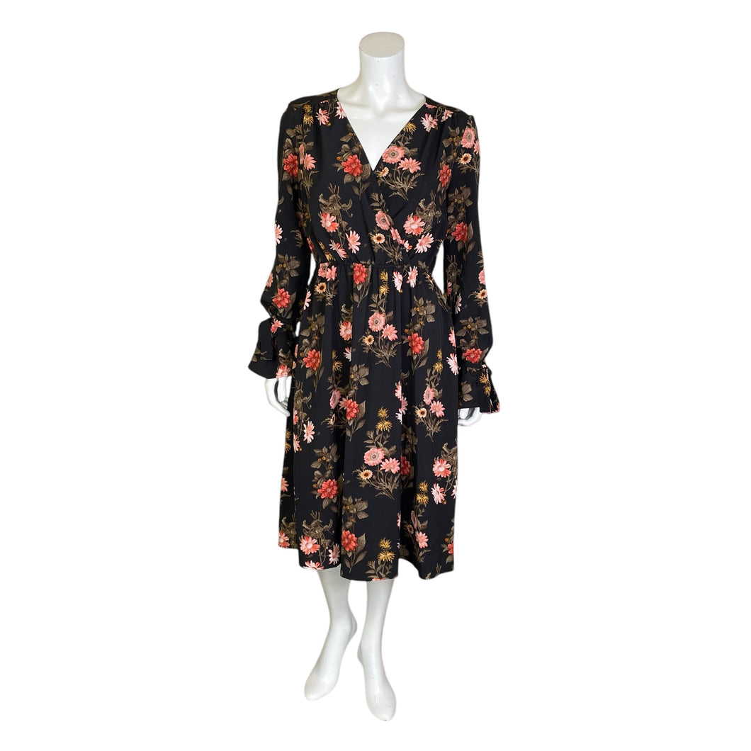 Soprano | Women's Black Floral Print Dress | Size: XL