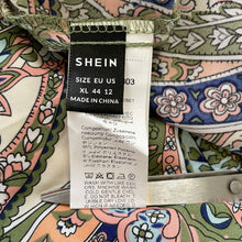 Load image into Gallery viewer, Shein | Women&#39;s Green and Pink Paisley Boho Pattern Criss Cross Back Maxi Dress | Size: XL
