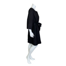 Load image into Gallery viewer, Banana Republic | Women&#39;s Black Linen Blend Long Tie Waist Hidden Snap Long Coat | Size: L
