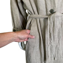 Load image into Gallery viewer, Moda BB Dakota | Women&#39;s Oatmeal Linen Long Trench Coat | Size: L
