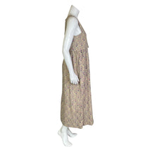 Load image into Gallery viewer, Mirth | Women&#39;s Beige and Peacock Print Cotton Sleeveless Maxi Dress | Size: M
