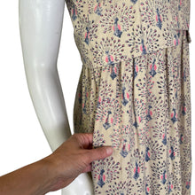 Load image into Gallery viewer, Mirth | Women&#39;s Beige and Peacock Print Cotton Sleeveless Maxi Dress | Size: M
