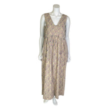 Load image into Gallery viewer, Mirth | Women&#39;s Beige and Peacock Print Cotton Sleeveless Maxi Dress | Size: M
