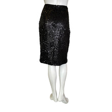 Load image into Gallery viewer, Garnet Hill | Women&#39;s Black Sequin Pencil Skirt | Size: 12
