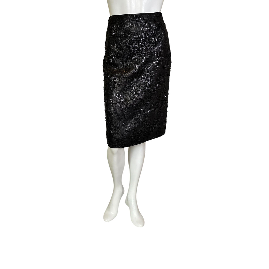 Garnet Hill | Women's Black Sequin Pencil Skirt | Size: 12