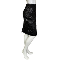 Load image into Gallery viewer, Garnet Hill | Women&#39;s Black Sequin Pencil Skirt | Size: 12
