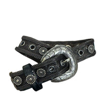 Load image into Gallery viewer, US Meco Paris | Women&#39;s Black Leather and Silver Mesh Vintage Belt | Size: S
