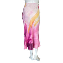 Load image into Gallery viewer, Anthropologie | Women&#39;s Silky Pink and Yellow Midi Skirt | Size: L
