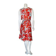 Load image into Gallery viewer, Banana Republic | Women&#39;s Blue and Red Tropical Print Flare Dress | Size: 12 Tall
