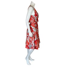 Load image into Gallery viewer, Banana Republic | Women&#39;s Blue and Red Tropical Print Flare Dress | Size: 12 Tall
